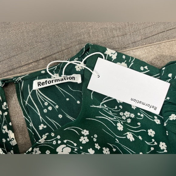 NEW Reformation Irma Green Floral Minidress - Picture 7 of 13